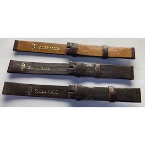 Three Watch Bands Swiss Made Leather‎ No Buckle 10mm 11mm